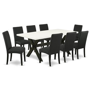 Pemberly Row 9-Piece Wood Kitchen Set with Linen White & Black Finish