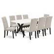 Pemberly Row 9-Piece Dining Set with Dark Khaki Wood Finish