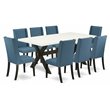 Pemberly Row 9-Piece Dining Room Set with Wire Brushed Black Finish