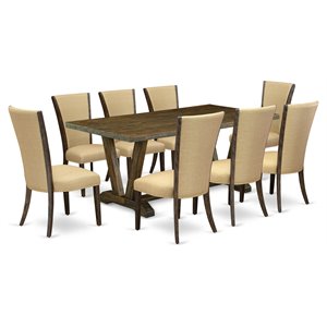Pemberly Row 9-Piece Dining Set with Jacobean Brown Table and Distressed Finish