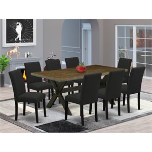 Pemberly Row 9-Piece Wood Dining Table Set in Distressed Jacobean Black