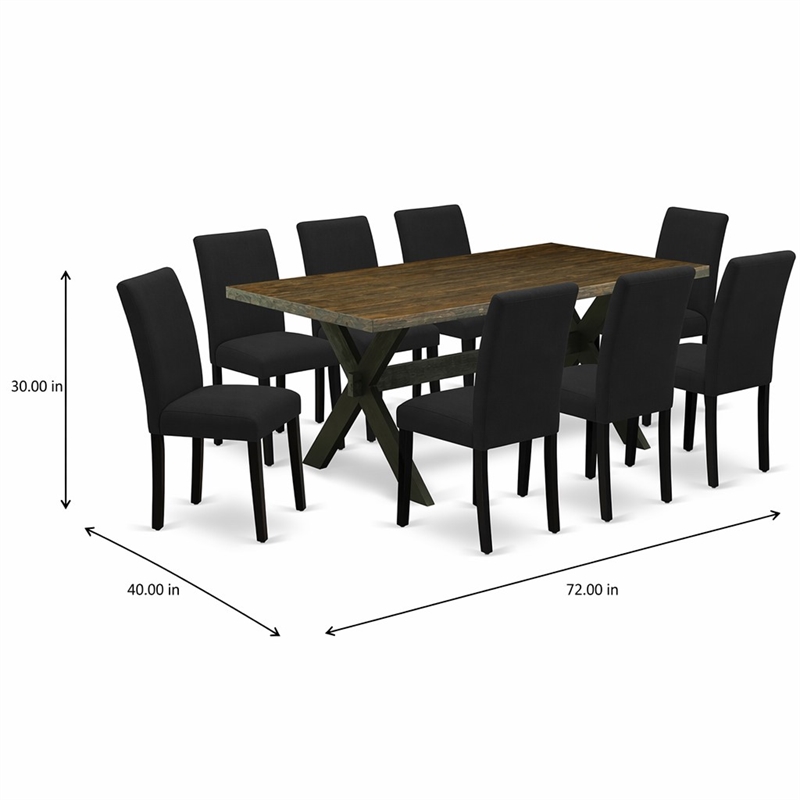 Pemberly Row 9-Piece Wood Dining Table Set in Distressed Jacobean Black