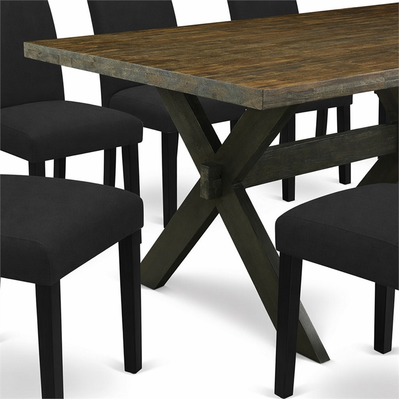 Pemberly Row 9-Piece Wood Dining Table Set in Distressed Jacobean Black