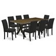 Pemberly Row 9-Piece Wood Dining Table Set in Distressed Jacobean Black
