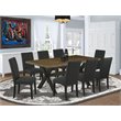 Pemberly Row 9-Piece Dining Table Set in Distressed Jacobean and Black