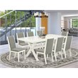 Pemberly Row 9-Piece Traditional Wood Dining Set with Linen White Table