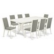 Pemberly Row 9-Piece Traditional Wood Dining Set with Linen White Table