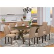 Pemberly Row 9-Piece Wood Dining Set with Distressed Jacobean Finish
