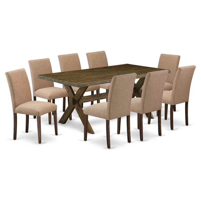 Pemberly Row 9-Piece Wood Dining Set with Distressed Jacobean Finish