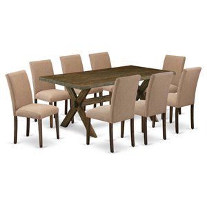 Pemberly Row 9-Piece Wood Dining Set with Distressed Jacobean Finish