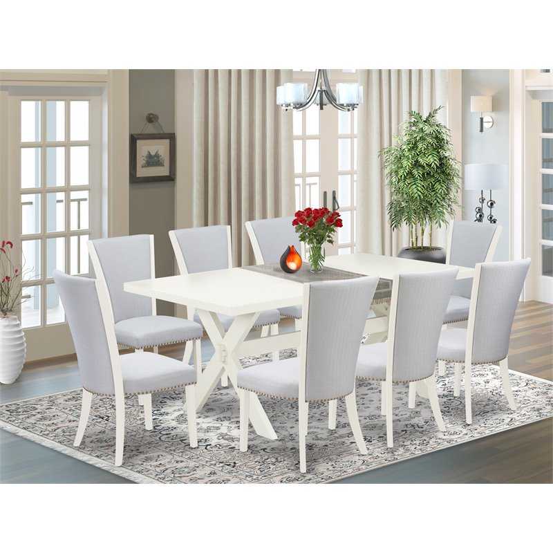 Pemberly Row 9-Piece Wood Dining Set in Gray and Linen White