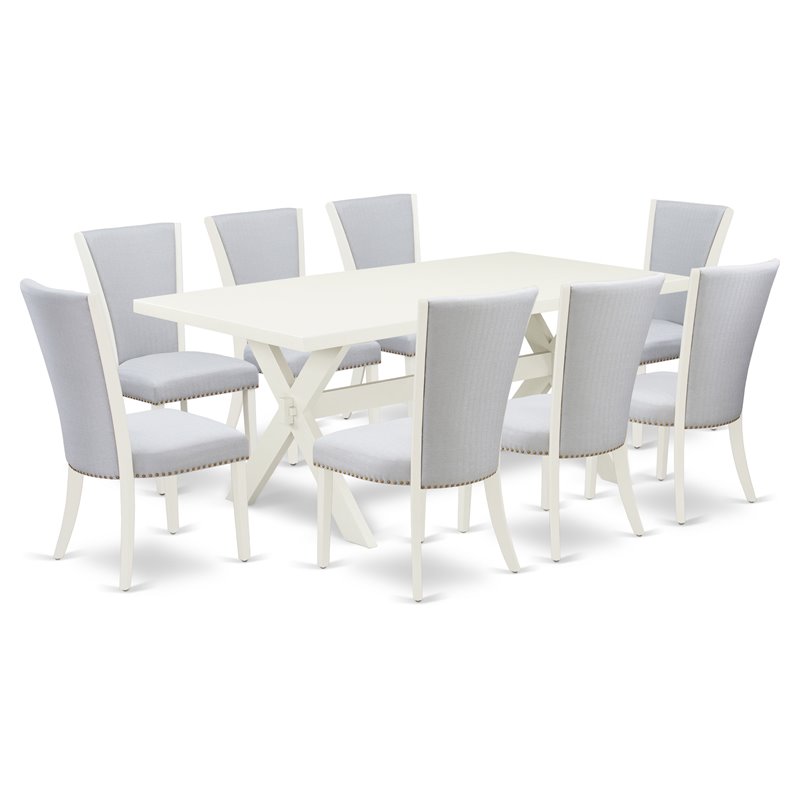 Pemberly Row 9-Piece Wood Dining Set in Gray and Linen White
