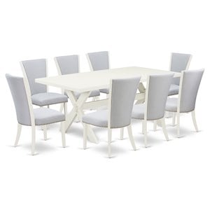 Pemberly Row 9-Piece Wood Dining Set in Gray and Linen White