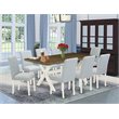 Pemberly Row 9-Piece Wood Kitchen Table Set in Distressed Jacobean