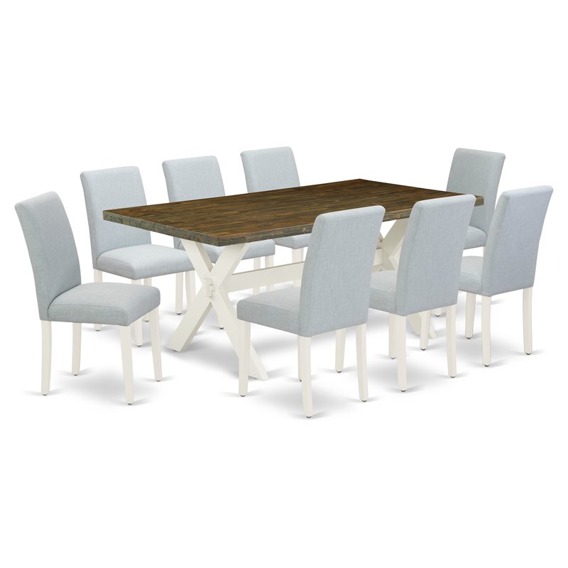 Pemberly Row 9-Piece Wood Kitchen Table Set in Distressed Jacobean
