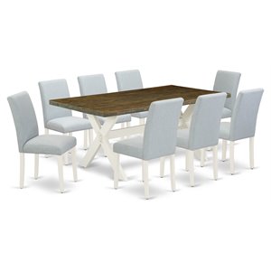 Pemberly Row 9-Piece Wood Kitchen Table Set in Distressed Jacobean