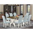 Pemberly Row 9-Piece Dining Room Set in Linen White and Baby Blue
