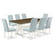 Pemberly Row 9-Piece Dining Room Set in Linen White and Baby Blue