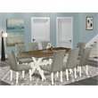 Pemberly Row 9-Piece Dining Set in Linen White and Smoke Finish