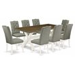 Pemberly Row 9-Piece Dining Set in Linen White and Smoke Finish