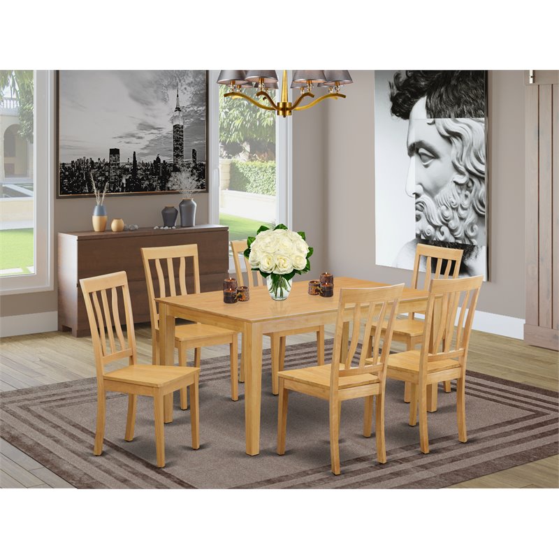 Pemberly Row 7-Piece Traditional Wood Kitchen Set with Oak Finish