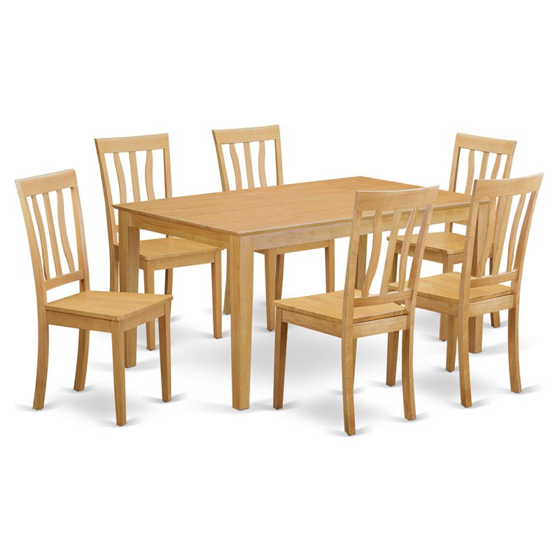 Pemberly Row 7-Piece Traditional Wood Kitchen Set with Oak Finish