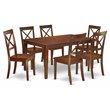 Pemberly Row 7-Piece Mahogany Dining Set with Wood Seats and Rectangle Table
