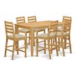 Pemberly Row 7-Pc Oak Counter Height Dining Set with Fabric Seats