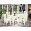 Pemberly Row 7-Piece Wood Dining Set with Linen Seat in Linen White