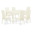 Pemberly Row 7-Piece Wood Dining Set with Linen Seat in Linen White