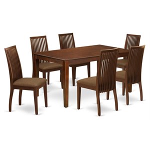 Pemberly Row 7-Piece Rubberwood Dining Set in Mahogany