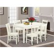 Pemberly Row 7-Piece Dining Set with Slatted Chairs in Linen White