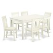 Pemberly Row 7-Piece Dining Set with Slatted Chairs in Linen White
