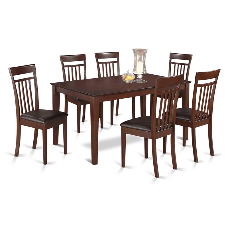 Pemberly Row 7-Piece Wood Dining Set with Chairs in Mahogany Finish