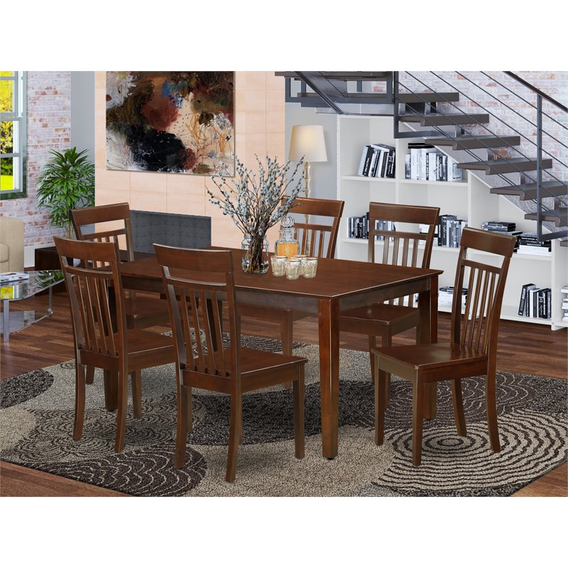 Pemberly Row 7-Piece Traditional Wood Dining Set in Mahogany Finish