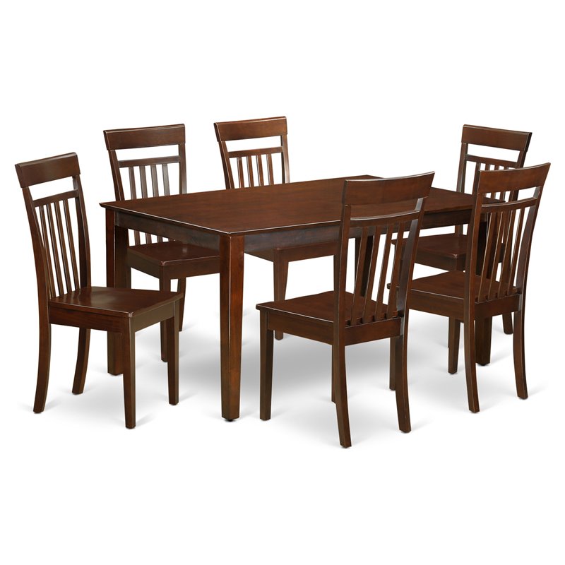 Pemberly Row 7-Piece Traditional Wood Dining Set in Mahogany Finish