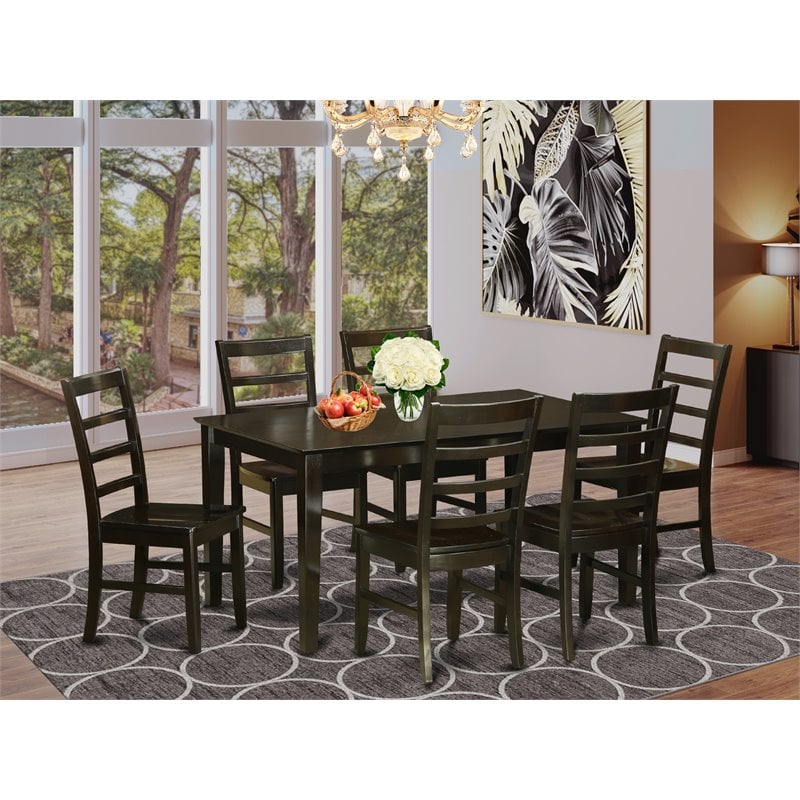 Pemberly Row 7-Piece Wood Dining Table Set in Cappuccino Finish