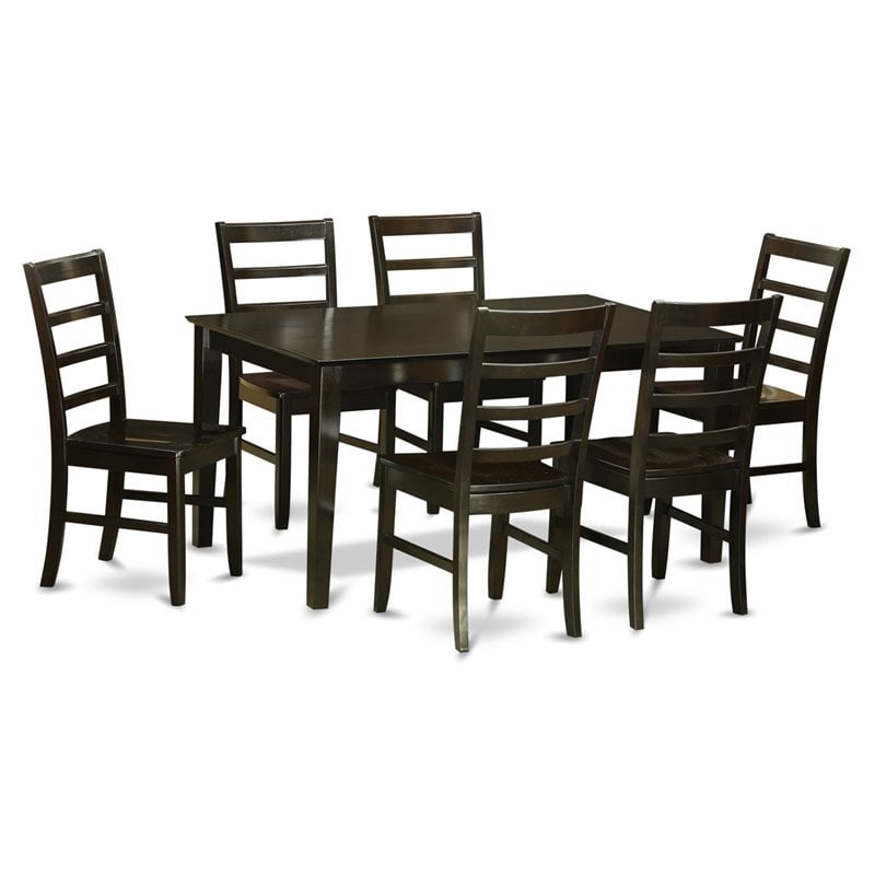 Pemberly Row 7-Piece Wood Dining Table Set in Cappuccino Finish