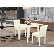 Pemberly Row 3-Piece Wood Dining Set with White Leather Seats in Linen White