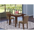 Pemberly Row 3-Piece Wood Dining Set with Linen Fabric in Mahogany