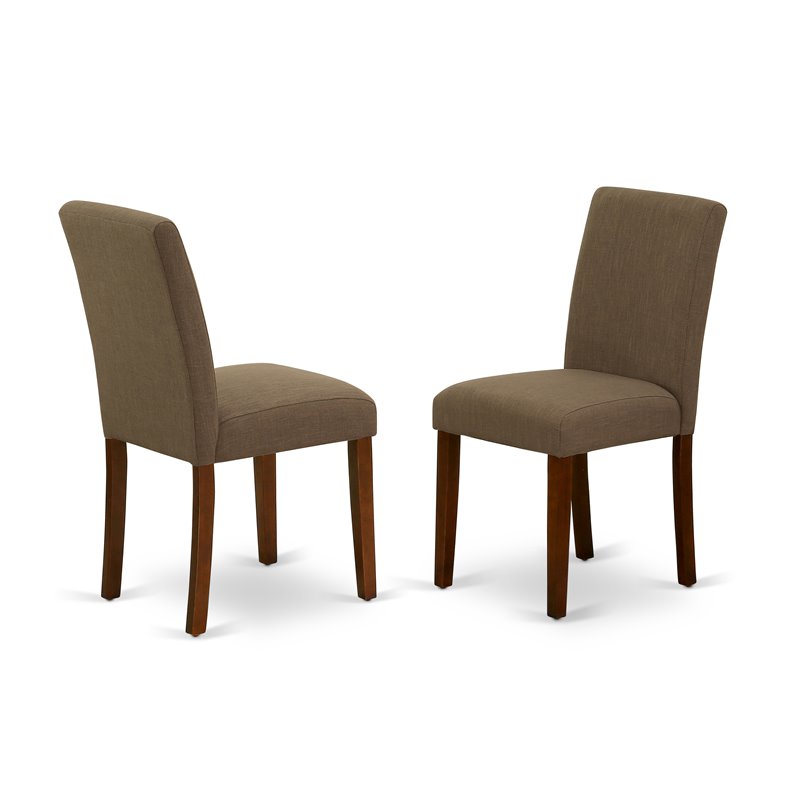 Pemberly Row 3-Piece Wood Dining Set with Linen Fabric in Mahogany