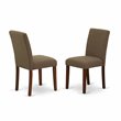 Pemberly Row 3-Piece Wood Dining Set with Linen Fabric in Mahogany