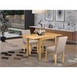 Pemberly Row 3-Piece Wood Dining Set with Linen Fabric in Light Fawn and Oak