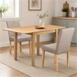 Pemberly Row 3-Piece Wood Dining Set with Linen Fabric in Light Fawn and Oak