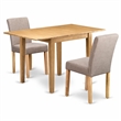 Pemberly Row 3-Piece Wood Dining Set with Linen Fabric in Light Fawn and Oak
