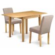 Pemberly Row 3-Piece Wood Dining Set with Linen Fabric in Light Fawn and Oak