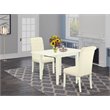 Pemberly Row 3-Piece Wood Dining Set with Beige Linen in Linen White