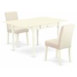 Pemberly Row 3-Piece Dining Table Set with Beige Linen Upholstery
