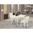 Pemberly Row 3-Piece Dining Set with White PU Leather Upholstery