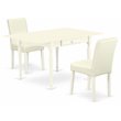 Pemberly Row 3-Piece Dining Set with White PU Leather Upholstery